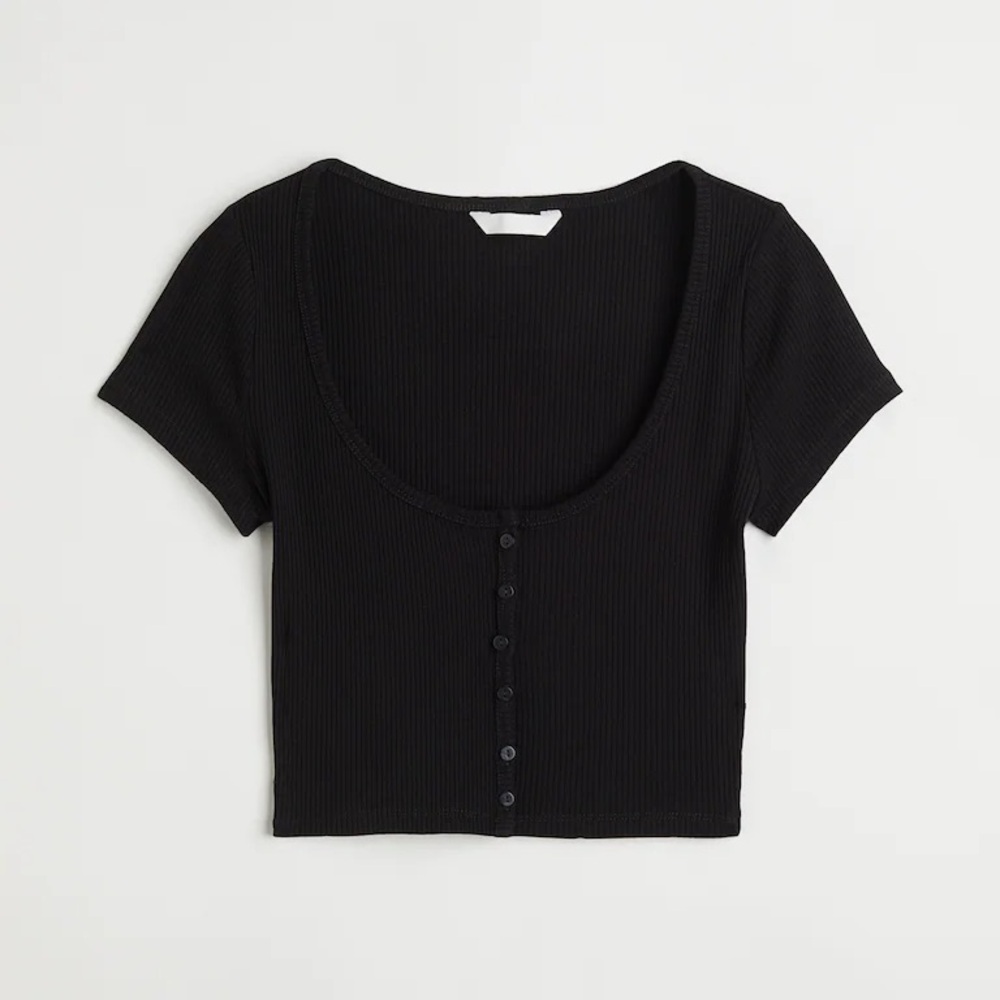 H&M Cropped Ribbed Tee - Picture 1 of 9